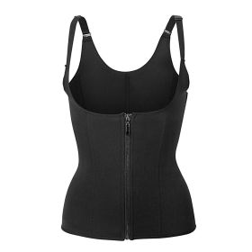 Zippered Waist Trainer Corset Waist Tummy Control Body Shaper Cincher Back Support with Adjustable Straps for Women (Option: L)