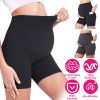 Women Maternity Shorts Seamless Pregnancy Underwear Shapewear Fitness Yoga Running Shorts High Waist Over The Belly Pants with Two Side Pockets